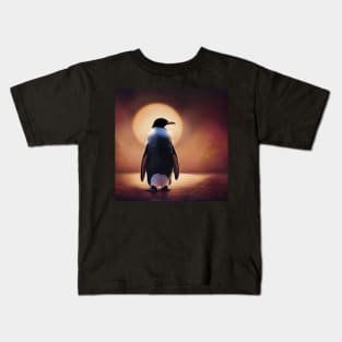 Penguin and Setting Sun Kids T-Shirt